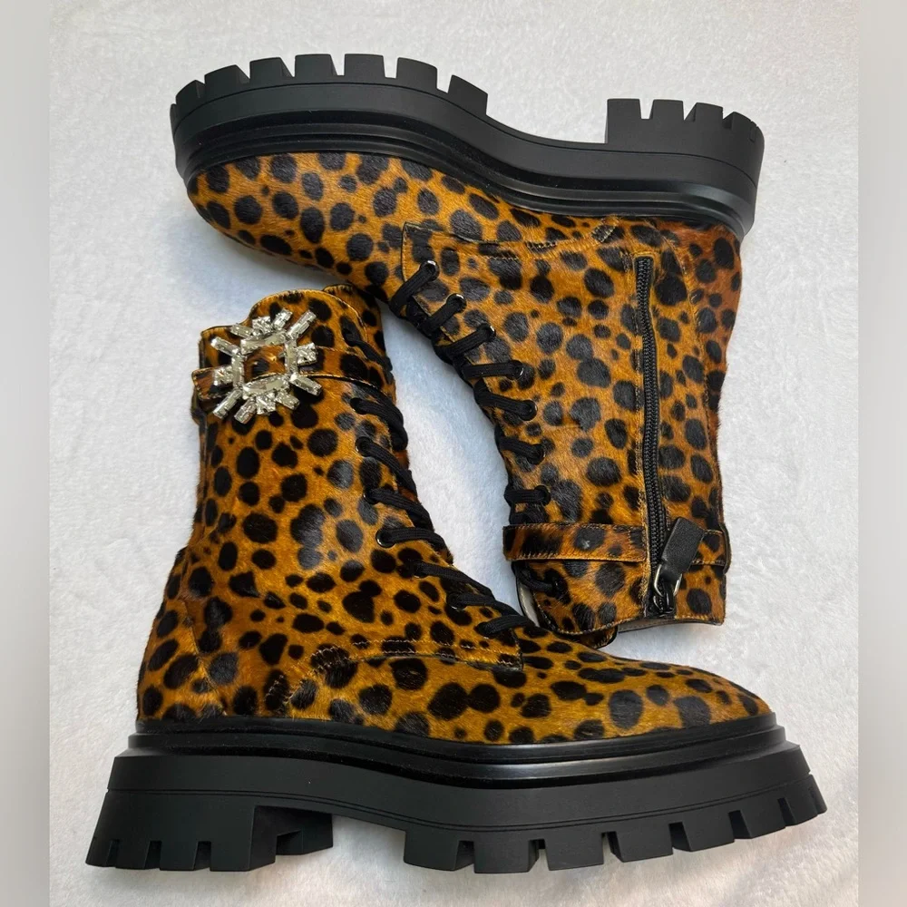 Stuart Weitzman Women's Crystal Nova Buckle Bedford Combat Boots NEW W/O TAGS - Picture 5 of 6